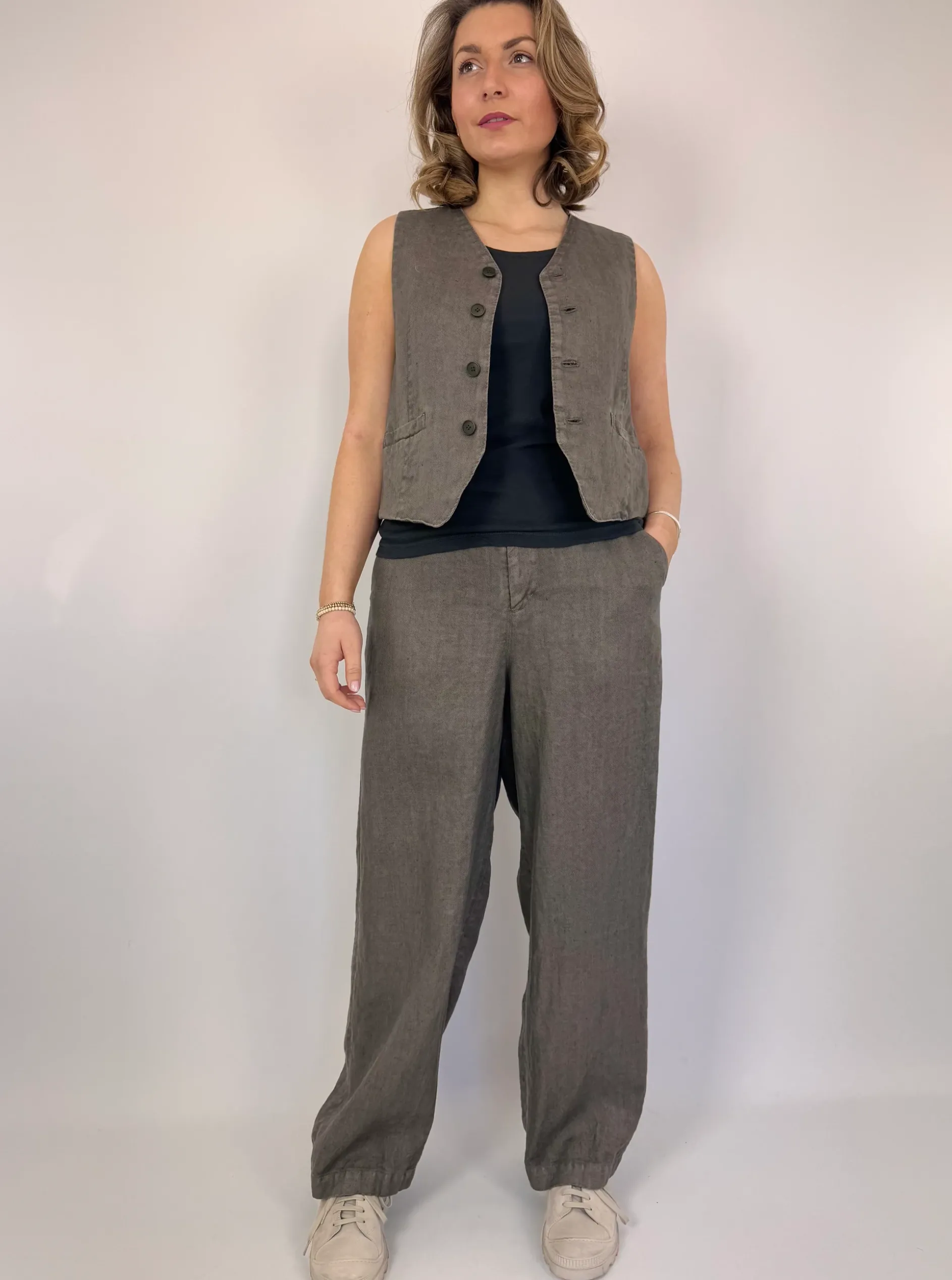 Pas De Calais 3323 Waistcoat Khaki/Grey