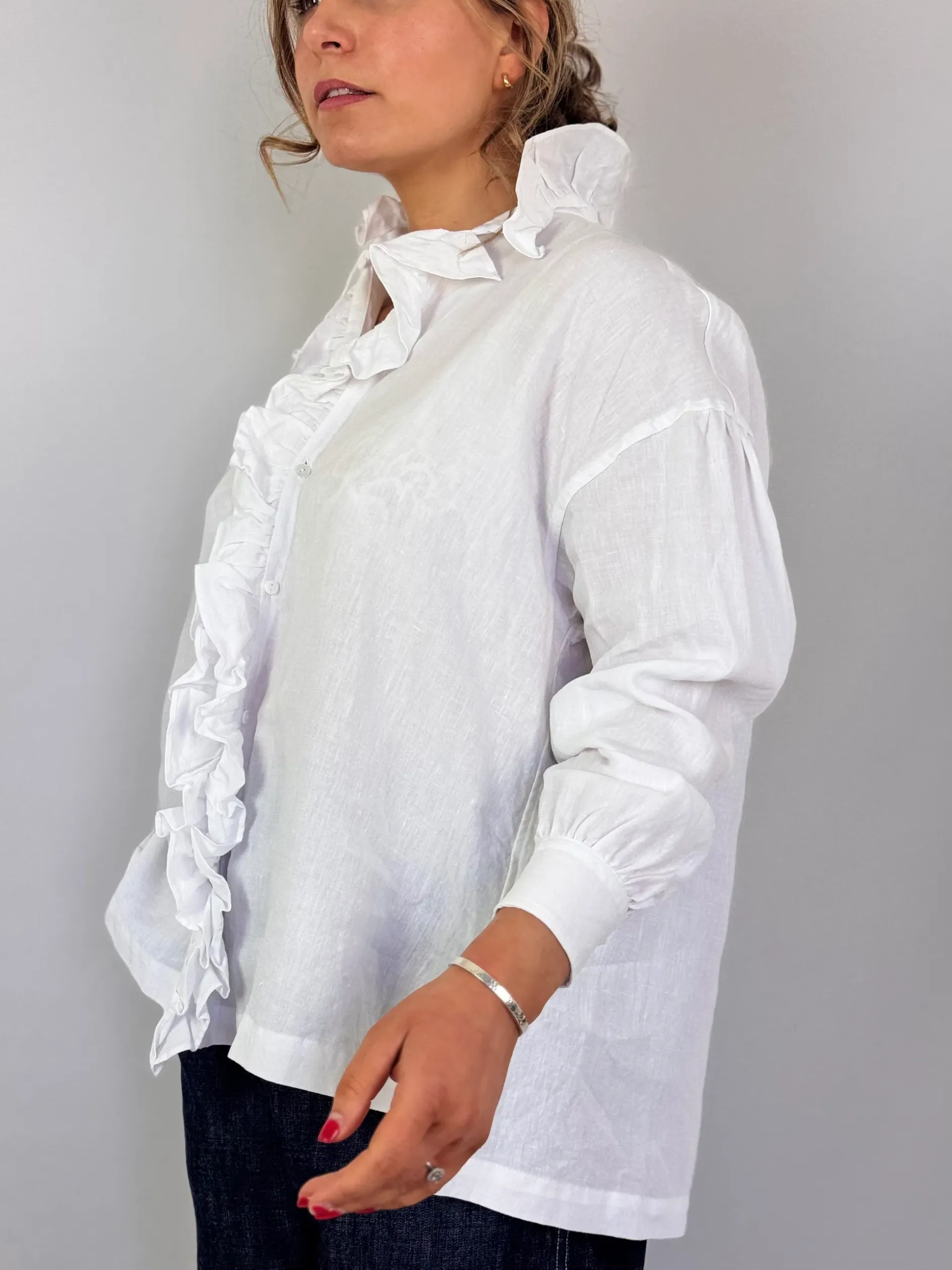 Toujours Ruffle Shirt White